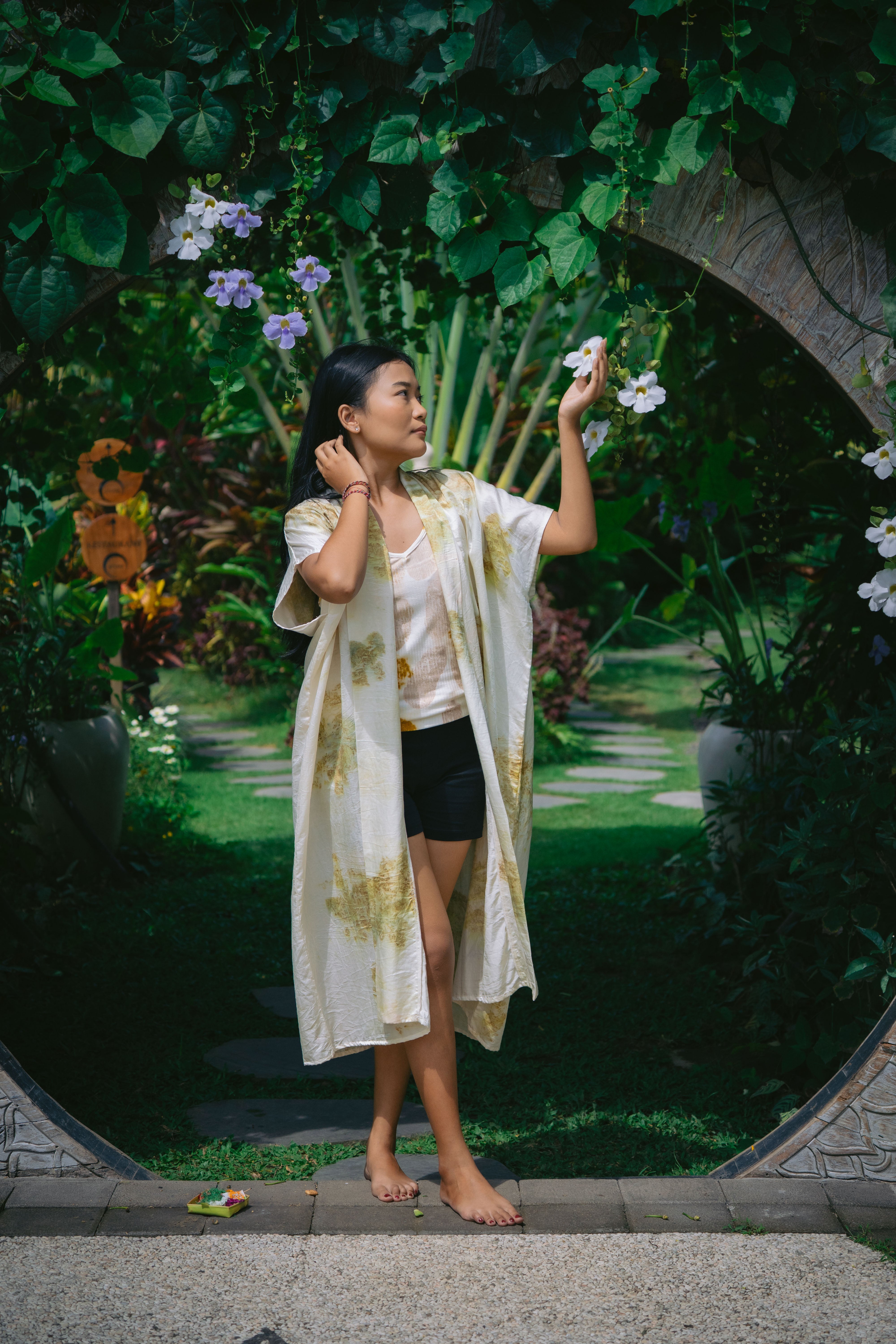 Tirta Puspa White Gold & Brown Eco Vero Friendly Tank Top